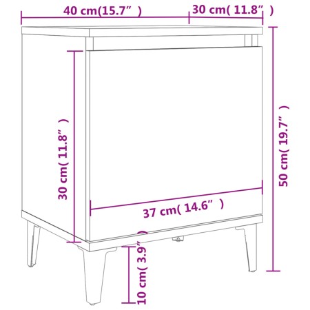 Comodino con Gambe in Metallo Grigio 40x30x50 cm