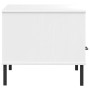 Tavolino Gambe Metallo Bianco 85x50x45 cm Legno Massello OSLO