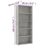 Libreria 5 Ripiani Grigio Cemento 80x30x189cm Legno Multistrato