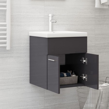 Mobile Sottolavabo Grigio Lucido 41x38,5x46cm Legno Multistrato