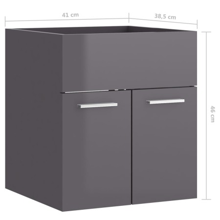 Mobile Sottolavabo Grigio Lucido 41x38,5x46cm Legno Multistrato