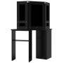 Tavolino da Trucco Angolare con LED Nero 111x54x141,5 cm