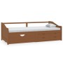 Divano Letto 3 Posti e Cassetti Marrone Miele in Pino 90x200cm