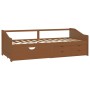 Divano Letto 3 Posti e Cassetti Marrone Miele in Pino 90x200cm