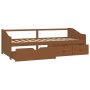 Divano Letto 3 Posti e Cassetti Marrone Miele in Pino 90x200cm