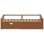 Divano Letto 3 Posti e Cassetti Marrone Miele in Pino 90x200cm