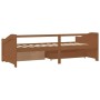 Divano Letto 3 Posti e Cassetti Marrone Miele in Pino 90x200cm