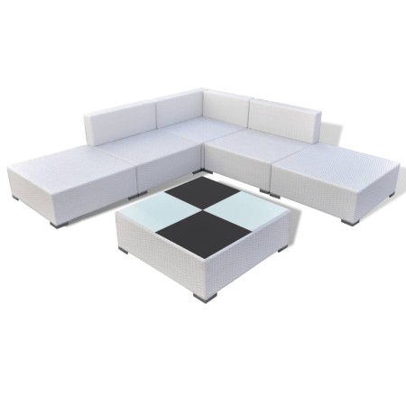 Set Divani da Giardino 6 pz con Cuscini in Polyrattan Bianco