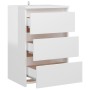 Comodino Bianco Lucido 40x35x62,5 cm in Legno Multistrato