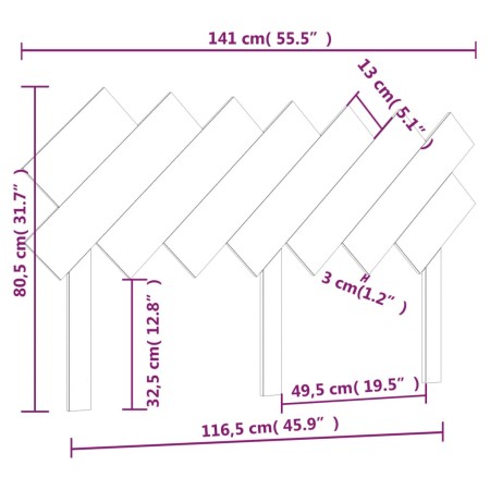 Testiera per Letto Bianca 141x3x80,5 cm Legno Massello di Pino