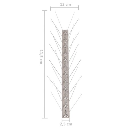 Set Dissuasori per Uccelli e Piccioni 6 pz Acciaio 4 File 3 m