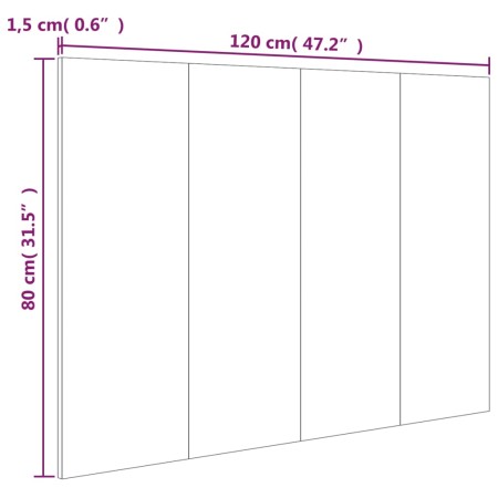 Testiera per Letto Nera 120x1,5x80 cm in Legno Multistrato