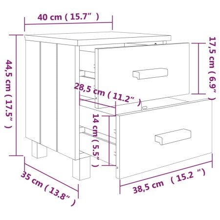 Comodino HAMAR Miele 40x35x44,5 cm in Legno Massello di Pino