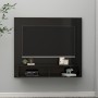 Mobile TV a Muro Nero Lucido 102x23,5x90 cm Legno Multistrato