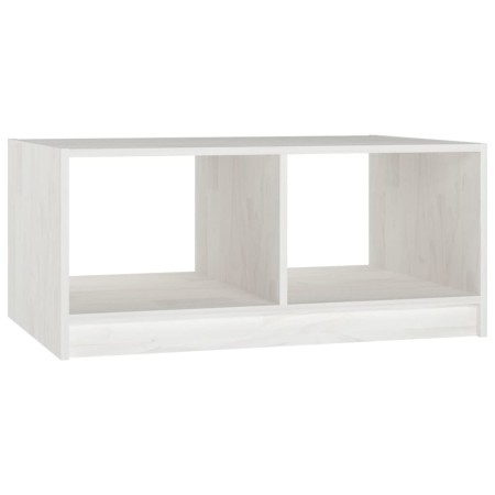 Tavolino da Salotto Bianco 75x50x33,5 cm Legno Massello di Pino