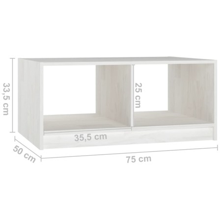 Tavolino da Salotto Bianco 75x50x33,5 cm Legno Massello di Pino