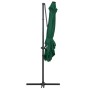 Ombrellone a Sbalzo con LED e Palo in Acciaio 250x250 cm Verde