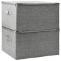 Scatole Portaoggetti 2pz in Tessuto 43x34x23 cm Grigio