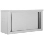 Armadio da Cucina con Ante Scorrevoli 90x40x50cm Acciaio Inox