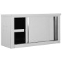 Armadio da Cucina con Ante Scorrevoli 90x40x50cm Acciaio Inox