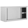 Armadio da Cucina con Ante Scorrevoli 90x40x50cm Acciaio Inox