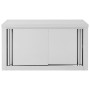 Armadio da Cucina con Ante Scorrevoli 90x40x50cm Acciaio Inox