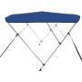 Bimini di Prua con Tendalino a 3 Archi Blu 183x196x137 cm