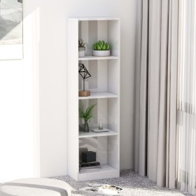 Libreria 4 Ripiani Bianco Lucido 40x24x142 cm Legno Multistrato