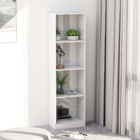 Libreria 4 Ripiani Bianco Lucido 40x24x142 cm Legno Multistrato