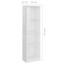 Libreria 4 Ripiani Bianco Lucido 40x24x142 cm Legno Multistrato