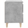 Comodini con Gambe Pino Massello 2pz Grigio Cemento 40x35x50 cm