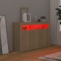 Credenza con Luci LED Rovere Sonoma 115,5x30x75 cm