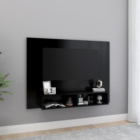 Mobile TV a Muro Nero 120x23,5x90 cm in Legno Multistrato