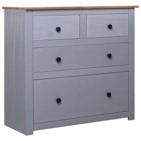 Credenza Grigia 80x40x83 cm in Legno Massello di Pino Panama