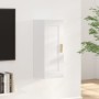 Armadietto a Muro Bianco Lucido 35x34x90 cm Legno Multistrato