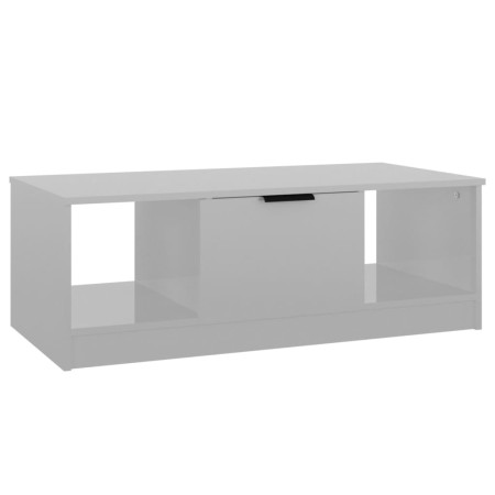 Tavolino da Salotto Bianco Lucido 102x50x36cm Legno Multistrato