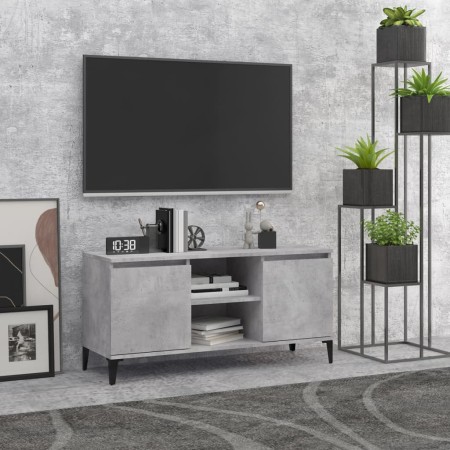 Mobile TV con Gambe in Metallo Grigio Cemento 103,5x35x50 cm