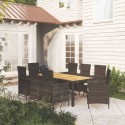 Set da Pranzo da Giardino 9 pz con Cuscini in Polyrattan Nero