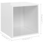 Mobili Porta TV 4pz Bianco Lucido 37x35x37 cm Legno Multistrato