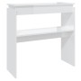 Tavolino Consolle Bianco Lucido 80x30x80 cm Legno Multistrato