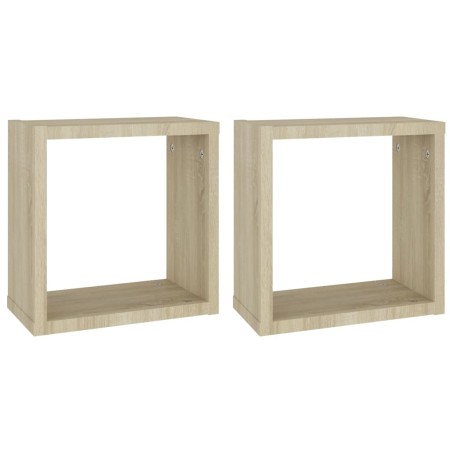 Mensole a Cubo 2 pz Rovere Sonoma 30x15x30 cm