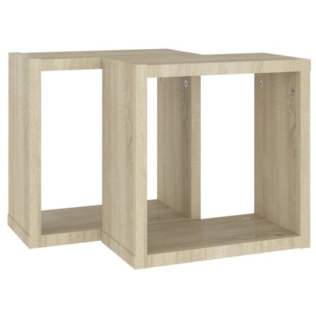 Mensole a Cubo 2 pz Rovere Sonoma 30x15x30 cm