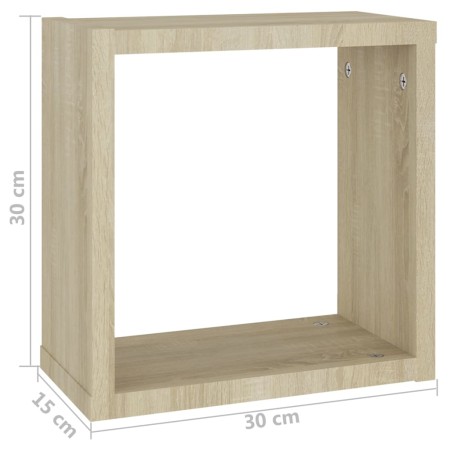 Mensole a Cubo 2 pz Rovere Sonoma 30x15x30 cm