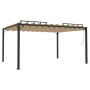 Gazebo con Tetto a Lamelle 3x4 m in Tessuto Tortora e Alluminio