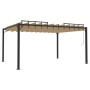 Gazebo con Tetto a Lamelle 3x4 m in Tessuto Tortora e Alluminio