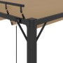 Gazebo con Tetto a Lamelle 3x4 m in Tessuto Tortora e Alluminio