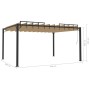 Gazebo con Tetto a Lamelle 3x4 m in Tessuto Tortora e Alluminio
