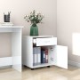 Mobiletto con Ruote Bianco Lucido 45x38x54cm Legno Multistrato