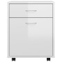 Mobiletto con Ruote Bianco Lucido 45x38x54cm Legno Multistrato