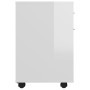 Mobiletto con Ruote Bianco Lucido 45x38x54cm Legno Multistrato